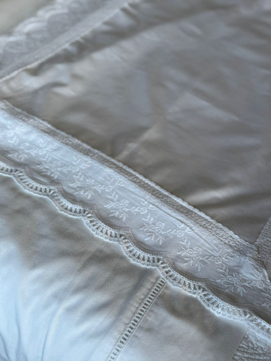 Satin Cotton Pillowcases with Broderie Anglaise Border