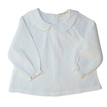 100% Cotton Pique Ruffle Collar - Long Sleeve