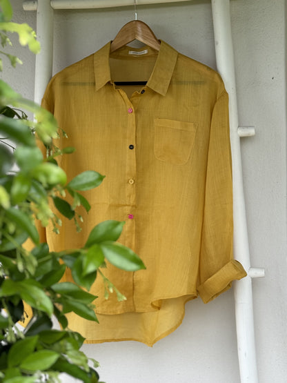 Collared Linen Shirt with Colour Buttons